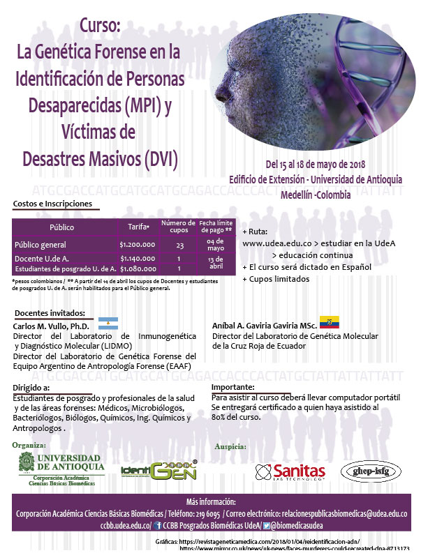 curso: la genética forense en la identificación de personas desaparecidas (mpi) y victimas de desastres masivos (dvi)
